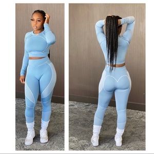 LAST ONE Blue Tracksuit Set Two Piece Pants Outfit